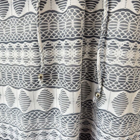 Portocruz Tunic Cover Up Swim Womens Size 2X Gray White Lace Up Semi Sheer - Picture 6 of 14